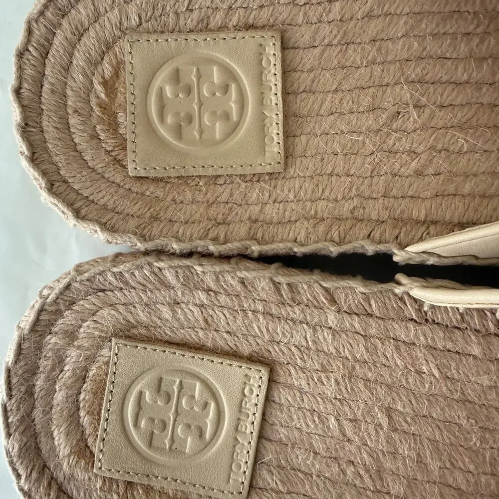 Authentic Tory Burch Gold Espadrille Selby Sandals - size 9.5